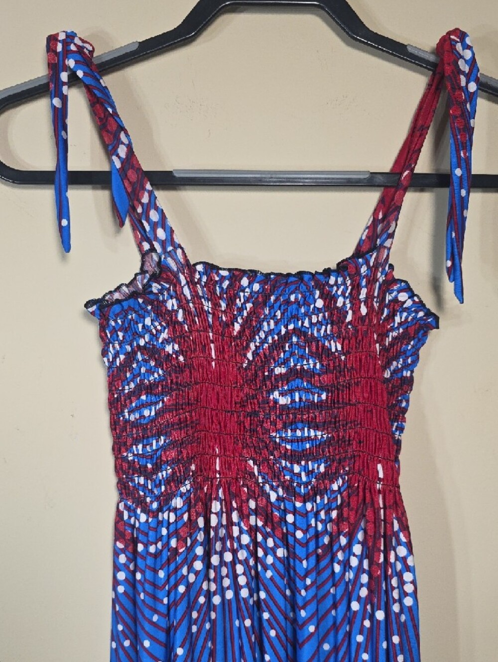WinWin Blue & Red Tie-Shoulder Mini Dress | 4th Of July Fit - Picture 5 of 6